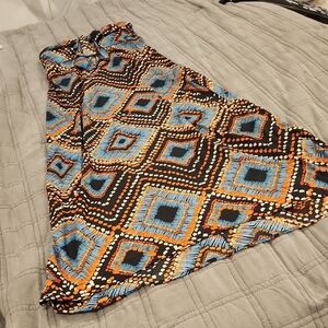 Vibrant Band of Gypsies Strapless Multicolor Geometric Maxi Dress Size L!